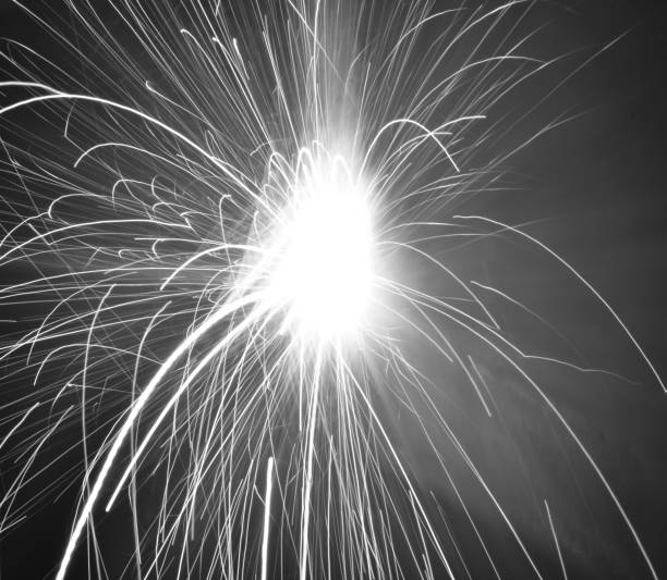 istock Blurry sparkling lights unique black and white photo 1324546694