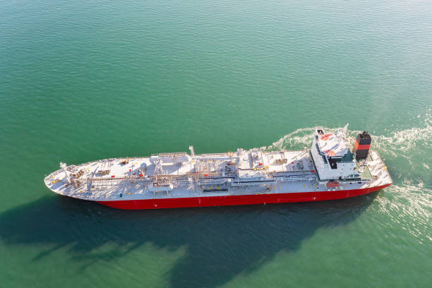 istock Aerial view LPG tanker ship with liquid bulk cargo in transit. 1324550476