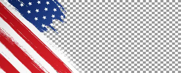 Vector illustration of American flag with brush paint textured isolated  on jpg or transparent  background,Symbols of USA , template for banner,card,advertising ,promote,ads, web design, magazine, news paper,vector