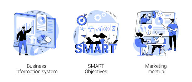 illustrations, cliparts, dessins animés et icônes de illustrations vectorielles abstraites du concept de gestion d’entreprise. - meetup