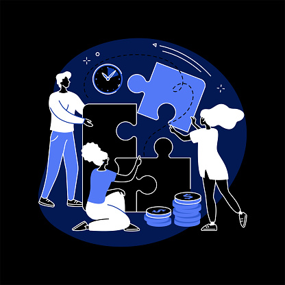 Project delivery abstract concept vector illustration. Project planning, successful management, time and budget, customer expectations, helpdesk software, task requirements dark mode metaphor.