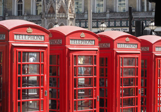 London, Uk - Circa June 2018: Traditional red telephone box