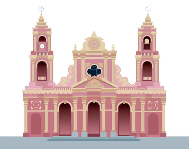 Vector illustration of Cathedral of Salta