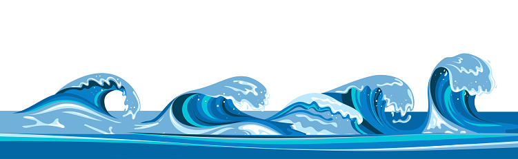 ✓ Imagen de Fondo de olas de tsunami. Inunda las olas del océano en estilo  de dibujos animados. Ilustración vectorial Fotografía de Stock
