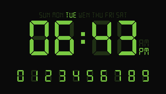 Digital Clock Number Set Or Calculator Electronic Numbers Vector Stock ...