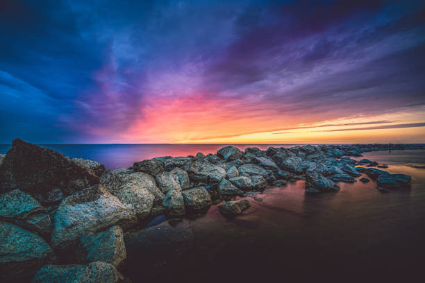istock Impressive golden sunset at the lake 1324565561