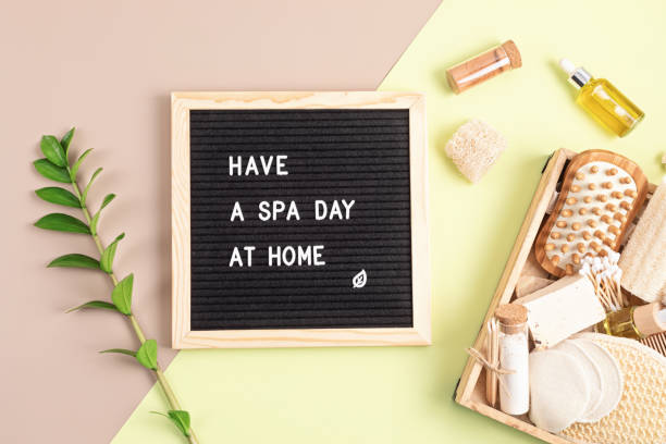 istock Home spa day idea. Eco friendly organic reusable self care accessories. 1324566046