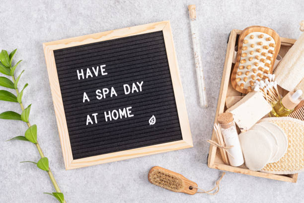 istock Home spa day idea. Eco friendly organic reusable self care accessories. 1324566141