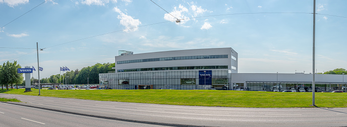 Gothenburg, Sweden - June 03 2021: Volvo Bil car dealership at the Volvo Torslanda plant.