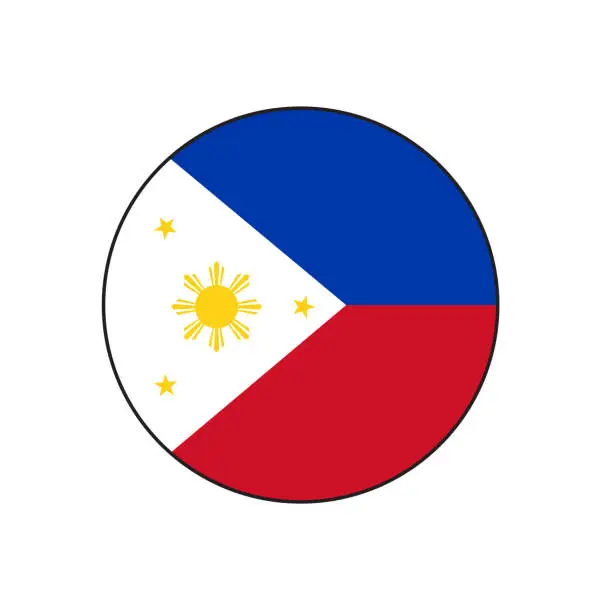 Vector illustration of Philippines Flag Button circle on isolated white for Asia Country push button concepts.