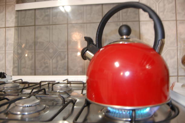 istock Kettle with boiling water on the stove. 1324575897