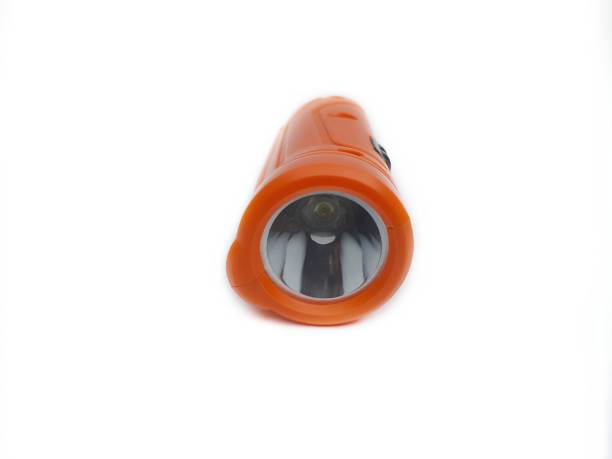 istock Small orange color 2 in 1 torch light isolated on white background 1324577221