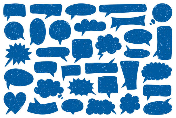 ilustrações, clipart, desenhos animados e ícones de bolhas de fala desenhadas à mão - speech bubble thought bubble shape symbol