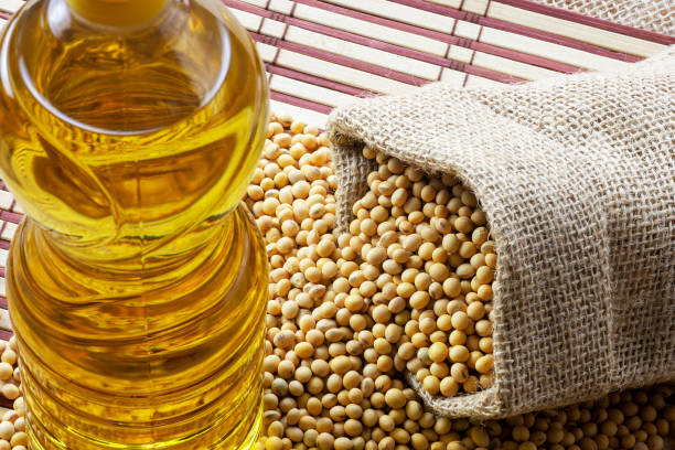 istock soy oil with soy beans on the table 1324580765