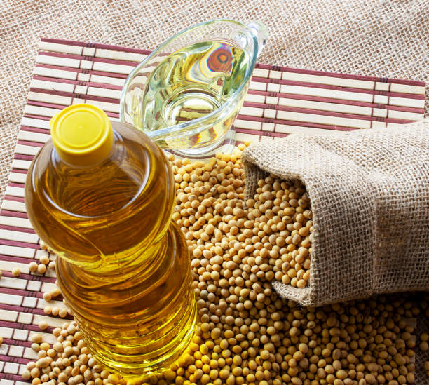 istock soy oil with soy beans on the table 1324580819