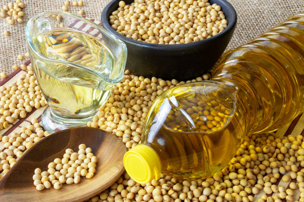 istock soy oil with soy beans on the table 1324581895