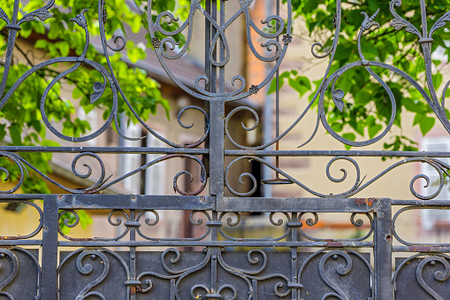 Rustic iron gate details in the Alsace region of France