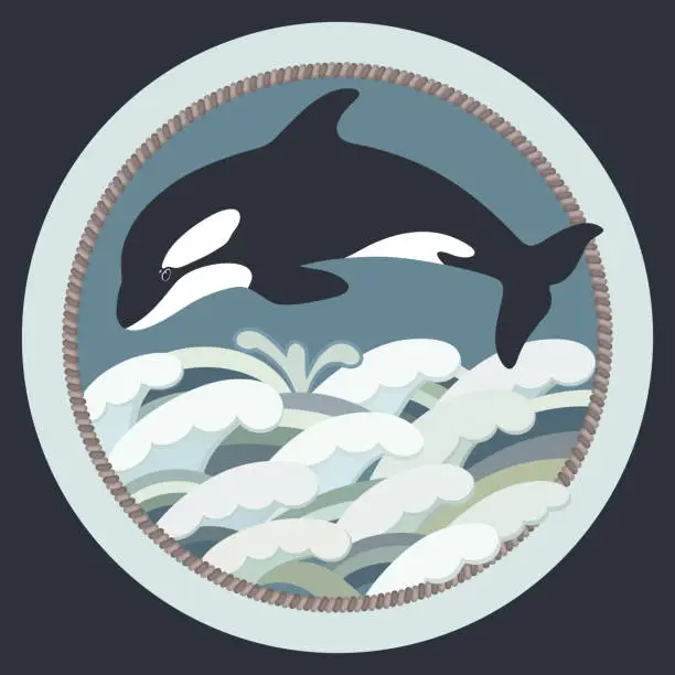 Vector illustration of Black whale illustration