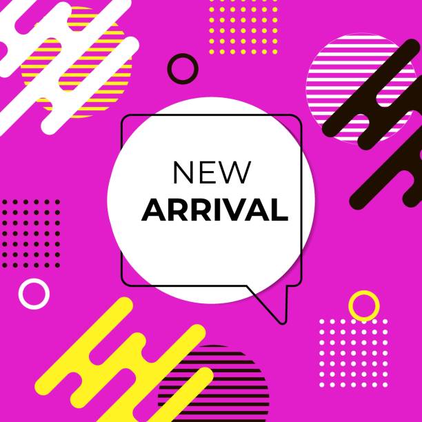 ilustrações de stock, clip art, desenhos animados e ícones de new arrival banner. shapes background - new arrivals