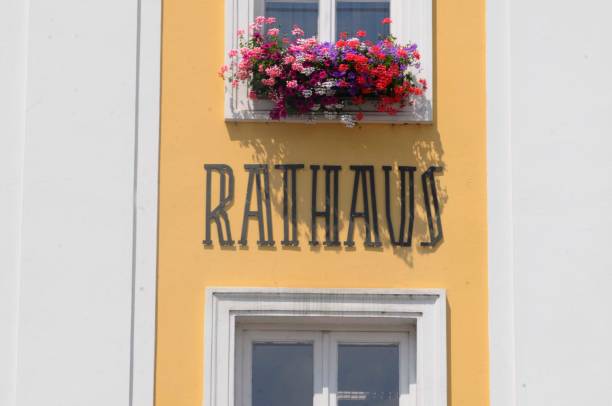 istock town hall or city hall sign in german (Rathaus) 1324593539