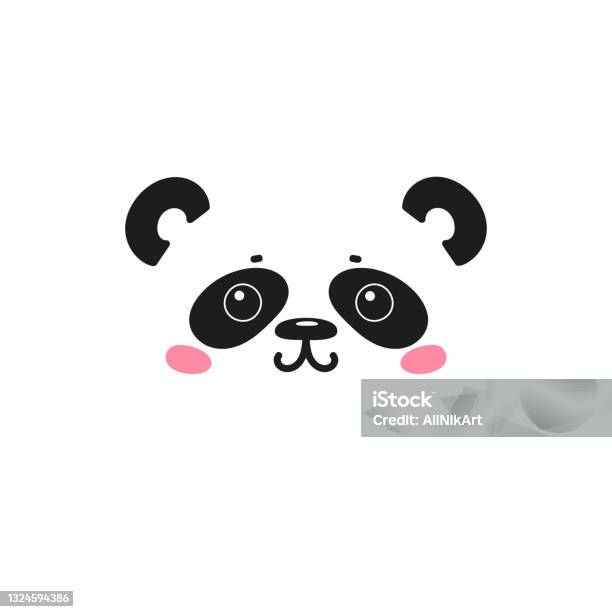 Little Cute Happy Panda Drawing For Tshirt Print Design For Kids Doodle  Chinese Or Bamboo Bear Face Scandinavian Poster With Cartoon Kawaii Animal  Vector Illustration Stock Illustration - Download Image Now - iStock