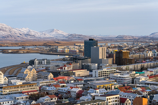 View over Reykjavik at winter. in Reykjavík, Iceland