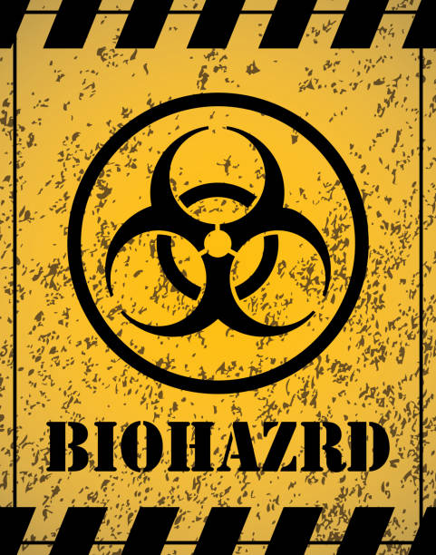 grunge biohazard zeichen - toxic waste biochemical warfare biohazard symbol dirty stock-grafiken, -clipart, -cartoons und -symbole