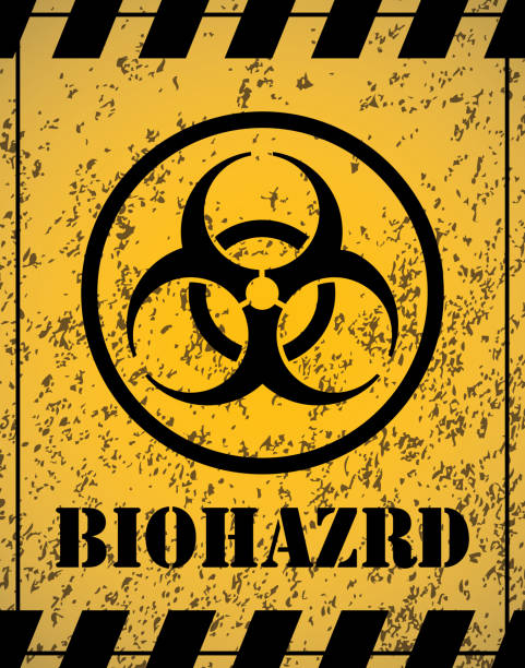 ilustrações, clipart, desenhos animados e ícones de sinal de risco-de-risco grunge - toxic waste biochemical warfare biohazard symbol dirty