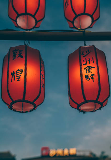 June 1st, 2021,Dunhuang, China: Lamps at Dunhuang Night Market. Dunhuang Night Market is the most vibrant place for nightlife in town.