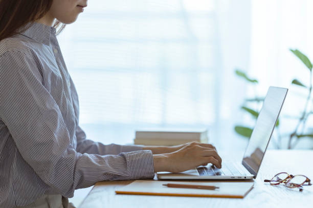istock Hand of Japanese women for remote work 1324626159