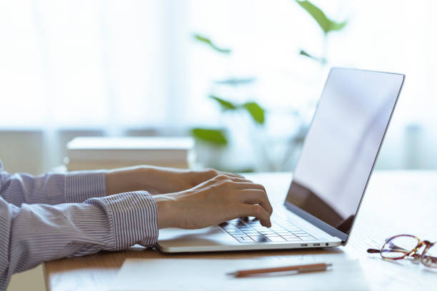 istock Hand of Japanese women for remote work 1324626161