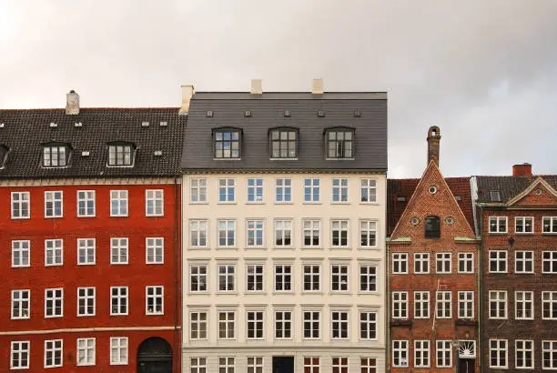 colourful old buildings or houses in Copenhagen