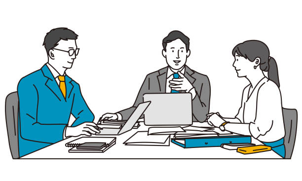 ilustrações de stock, clip art, desenhos animados e ícones de business person to have a meeting - small group of people illustrations