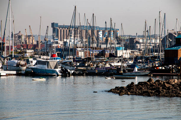 istock Yachts in Durban Harbour with Storage Silos Behild 1324635122