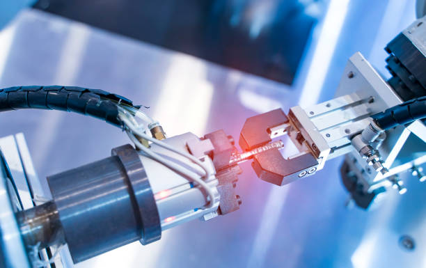 istock Automatic industrial robotic robot working, industry 4.0 and technology concept 1324643166