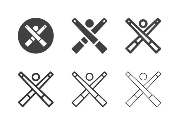 Vector illustration of Snooker Cue Icons - Multi Series