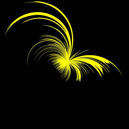 many curved stripes radiating pattern in vivid yellow colour contrasting against plain dark background