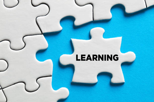 istock The word learning on a puzzle piece with blue background. Education concept. 1324645753