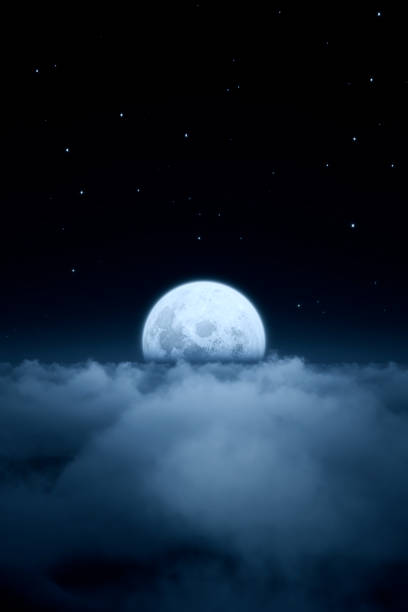 A Sea Of Cloud Lit By The Moon Stock Photo - Download Image Now - Airplane,  Moon, Photography - iStock