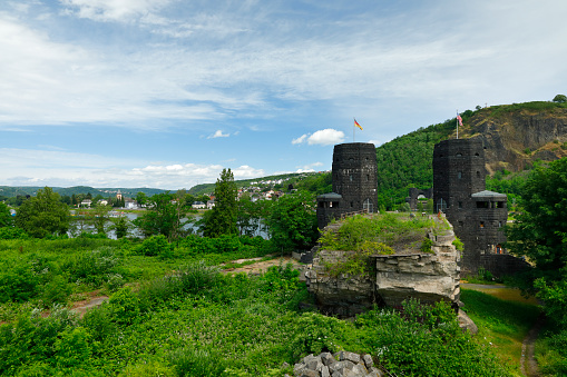 Ruin of the railroad bridge that crossed the Rhine near Remagen until the end of the Second World War