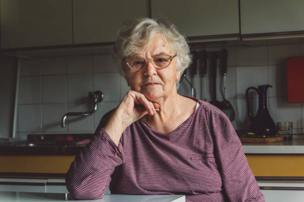 Happy elderly woman relaxing in the afternoon