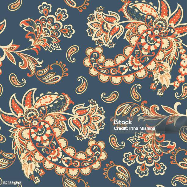 Paisley Floral Oriental Ethnic Pattern Seamless Ornamental Indian Fabric  Patterns Stock Illustration - Download Image Now - iStock