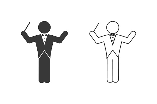 Music conductor icon set in flat, vector