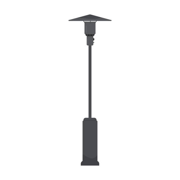 Flat vector illustration of outdoor patio street heater lamp with propane. Isolated on white background. Flat vector illustration of outdoor patio street heater lamp with propane. Isolated on white background electric heater stock illustrations