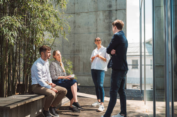istock Coworkers on a lunch break on the office terrace 1324655712