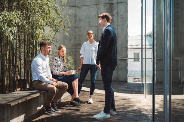 istock Coworkers on a lunch break on the office terrace 1324655733