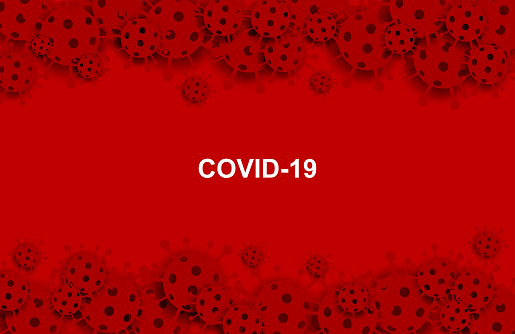 Coronavirus, covit-19 virus. Medical healthcare concept.  Coronavirus on red background. paper art style. vector.