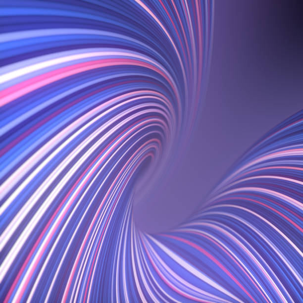 istock Abstract background of twisted blue and violet colored lines with glowing pink elements. 3d render digital illustration 1324657348