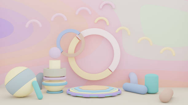 istock 3d illustration of A stage decorate and arrange objects creative design concept. 1324659781