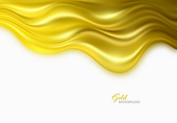 istock Gold 3d wave on white background. Abstract motion modern illustration. Luxury golden color flow background. 1324659795